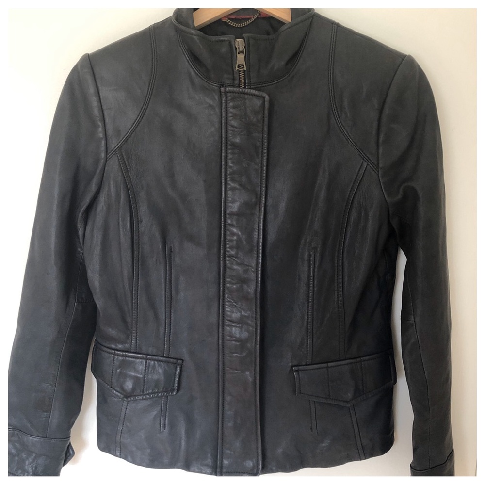 Banana Republic Deep Navy Moto Leather Jacket